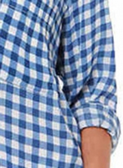 Summer Turn-Down Collar Long Sleeve Plaid Button Down Shirt