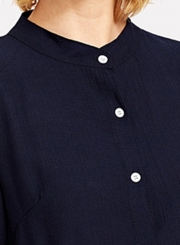 Half Sleeve Solid Color Button Down Shirt With Beading