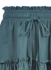 Casual Elastic Waist Short Casual Pleated Mini Skirt