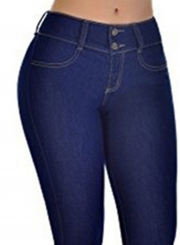 Casual Elastic High Waist Butt Lift Skinny Solid Color Jeans