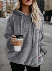 Casual Long Sleeve Loose Sweatshirt Hooded With Pockets