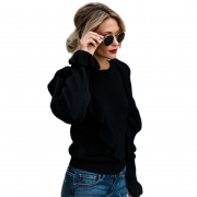 Casual Long Sleeve Paneled Ruffle Sweater