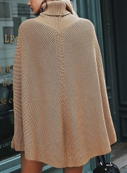 Turtleneck Chunky Sweater Cloak