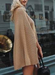 Turtleneck Chunky Sweater Cloak