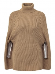 Turtleneck Chunky Sweater Cloak