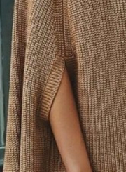 Turtleneck Chunky Sweater Cloak