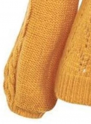 Yellow Hollow Out Lantern Sleeve Pullover Sweater