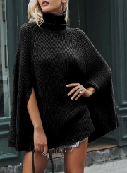 Turtleneck Chunky Sweater Cloak