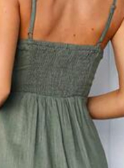 Army Green Buttons Sleeveless Off The Shoulder Split V-neck Dress