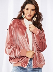 Velvet zipper long-sleeved jacket