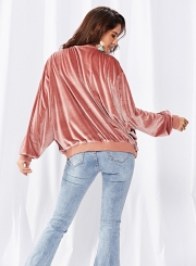 Velvet zipper long-sleeved jacket