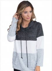 Color Block Casual Long Sleeve Hoodie Pullover Sweatshirts Tops