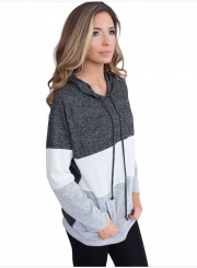 Color Block Casual Long Sleeve Hoodie Pullover Sweatshirts Tops
