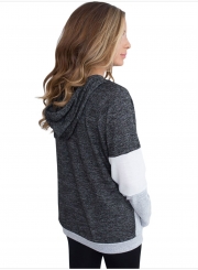 Color Block Casual Long Sleeve Hoodie Pullover Sweatshirts Tops