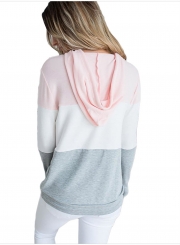 Color Block Casual Long Sleeve Hoodie Pullover Sweatshirts Tops