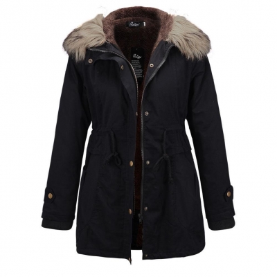 Casual Parka Coat with Faux Fur Trim Hood YOUYOUFASHIONEC.com