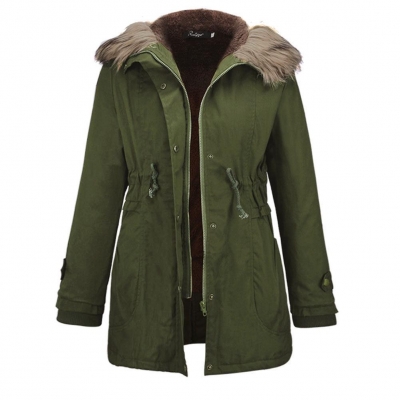 Casual Parka Coat with Faux Fur Trim Hood YOUYOUFASHIONEC.com