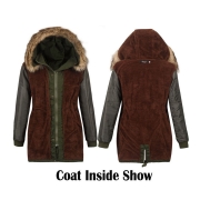 Casual Parka Coat with Faux Fur Trim Hood