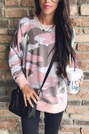 Casual Long Sleeves Camouflage Printed Hoodies