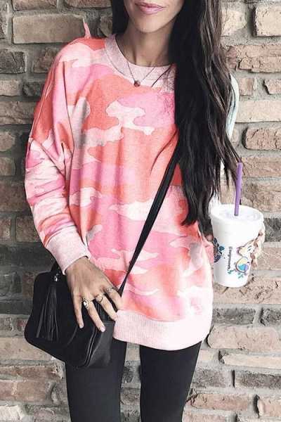 Casual Long Sleeves Camouflage Printed Hoodies YOUYOUFASHIONEC.com