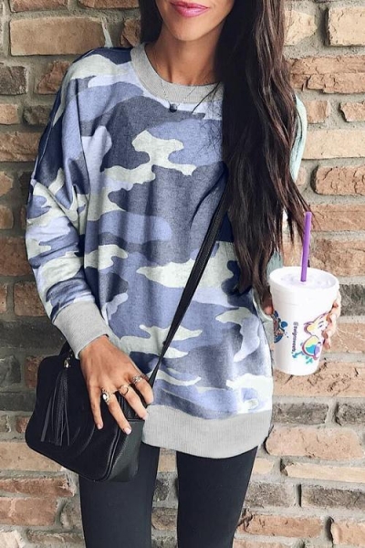 Casual Long Sleeves Camouflage Printed Hoodies YOUYOUFASHIONEC.com