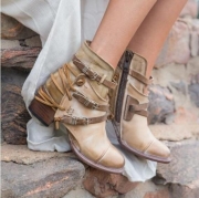 Bandages Vintage Thick Heels Booties