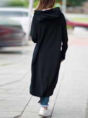 Hooded Sweatshirt Dress Zipper Asymmetrisch Long Coat