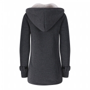 Long Sleeve Solid Buttoned Zipper Pockets Coat