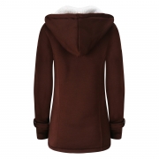 Long Sleeve Solid Buttoned Zipper Pockets Coat