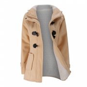 Long Sleeve Solid Buttoned Zipper Pockets Coat