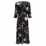 Button up Split Floral Print Flowy Party Maxi Dress