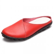 Big Size Pure Color Soft Sole Casual Open Heel Lazy Flat Shoes