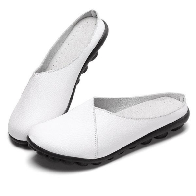 Big Size Pure Color Soft Sole Casual Open Heel Lazy Flat Shoes YOUYOUFASHIONEC.com