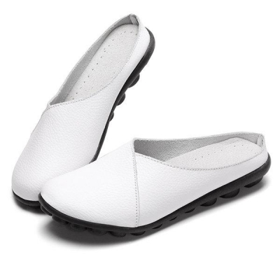 Big Size Pure Color Soft Sole Casual Open Heel Lazy Flat Shoes stylesimo.com