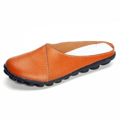 Big Size Pure Color Soft Sole Casual Open Heel Lazy Flat Shoes LEXELFASHIONINTSHOPS.com