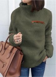 High Neck Long Sleeve Color Hoodie