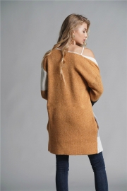 Color Block Long Sleeve Knit Gardigan