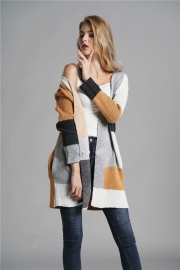 Color Block Long Sleeve Knit Gardigan