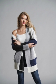 Color Block Long Sleeve Knit Gardigan