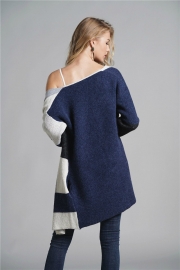 Color Block Long Sleeve Knit Gardigan