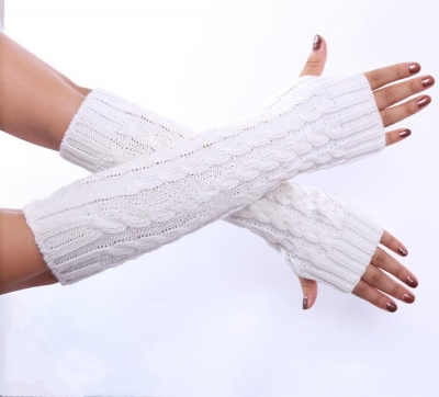 Hand Crochet Winter Warm Fingerless Arm Warmers Gloves YOUYOUFASHIONEC.com