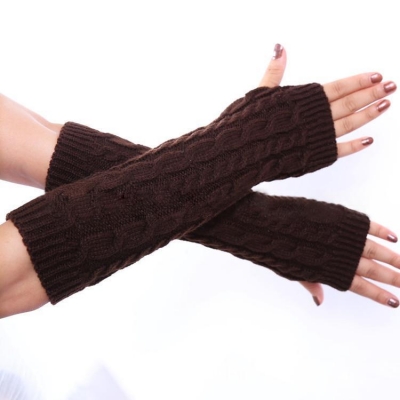 Hand Crochet Winter Warm Fingerless Arm Warmers Gloves YOUYOUFASHIONEC.com