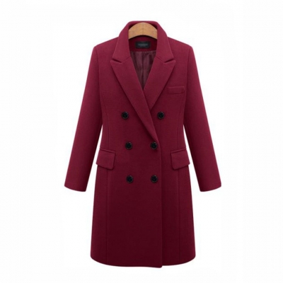 Double-breasted Lapel Peaked Tailored Coat STYLESIMO.com