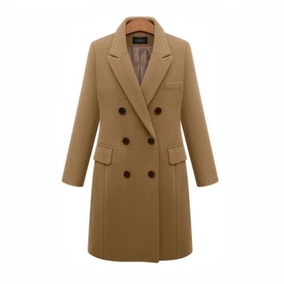 Double-breasted Lapel Peaked Tailored Coat STYLESIMO.com