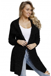 Casual Turn-Down Collar Long Sleeve Open Front Loose Cardigan