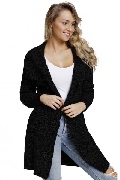 Casual Turn-Down Collar Long Sleeve Open Front Loose Cardigan STYLESIMO.com