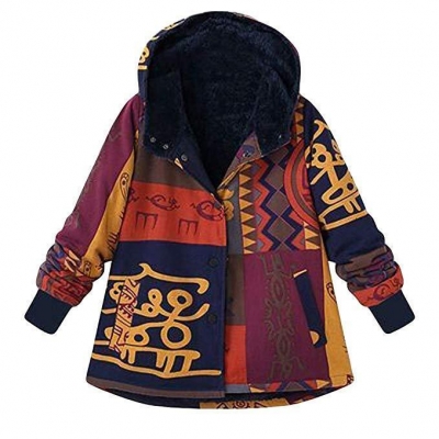 Fashion Ethnic Boho Print Inner Cotton Coat