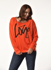 Love Letter Print Long Sleeve Tops Blouse