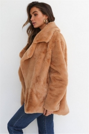 Lapel Furry Long Sleeve Cardigan