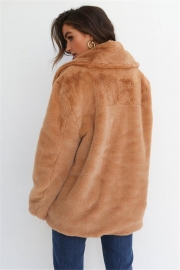 Lapel Furry Long Sleeve Cardigan